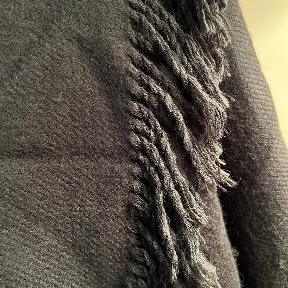 Elegant Fringe Open Front Reversible Black/Grey Shawl, Wrap With Fringe - Picture 8 of 16